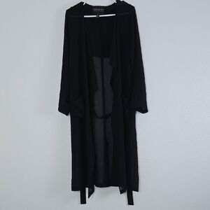 3/$15 Forever 21 - Women's Long Maxi Black Sheer Light Coat Size XL
